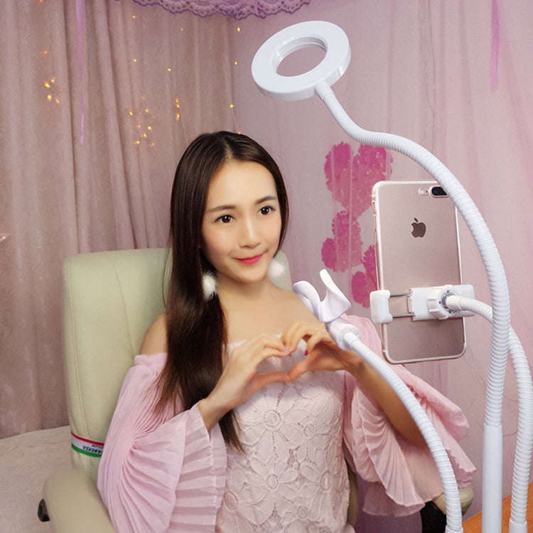 Universal Cell Phone Holder Bracket Selfie Ring Light with Microphone Clip & 3-Color Light Adjust...