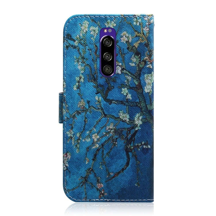 Apricot Flower Pattern Coloured Drawing Horizontal Flip Leather Case for Sony Xperia 1, with Hold...
