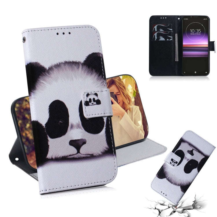 Panda Pattern Coloured Drawing Horizontal Flip Leather Case for Sony Xperia 1, with Holder & Card...