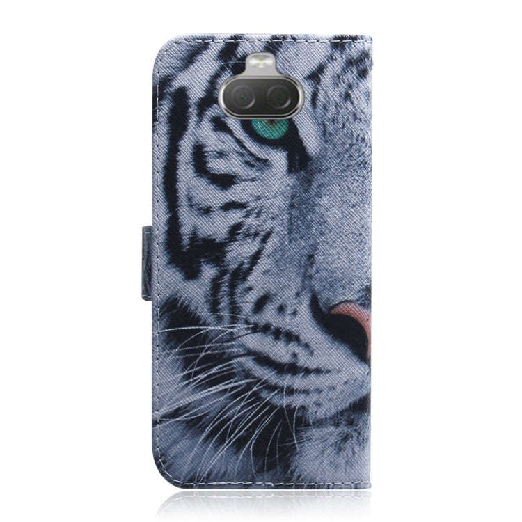 Tiger Pattern Coloured Drawing Horizontal Flip Leather Case for Sony Xperia 10, with Holder & Car...