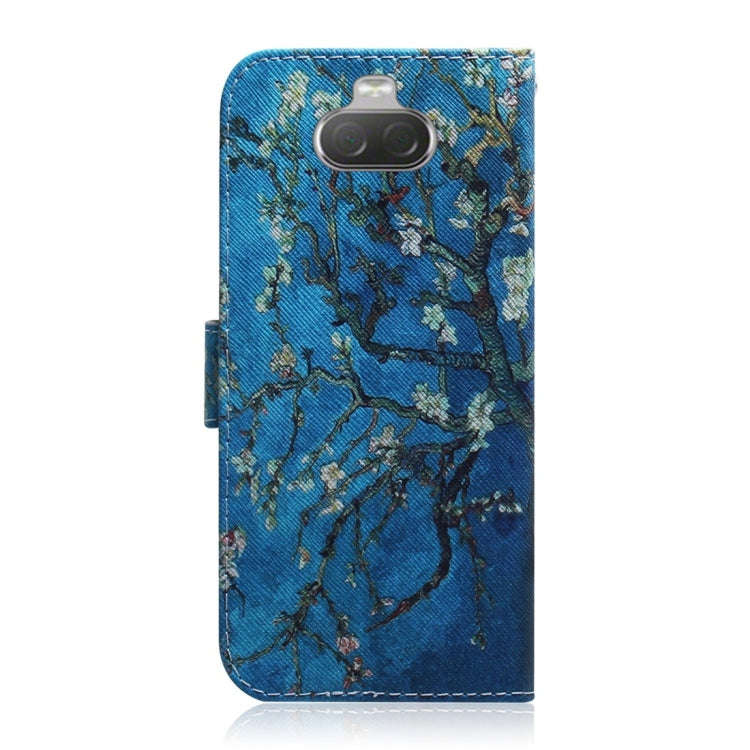 Apricot Flower Pattern Coloured Drawing Horizontal Flip Leather Case for Sony Xperia 10, with Hol...
