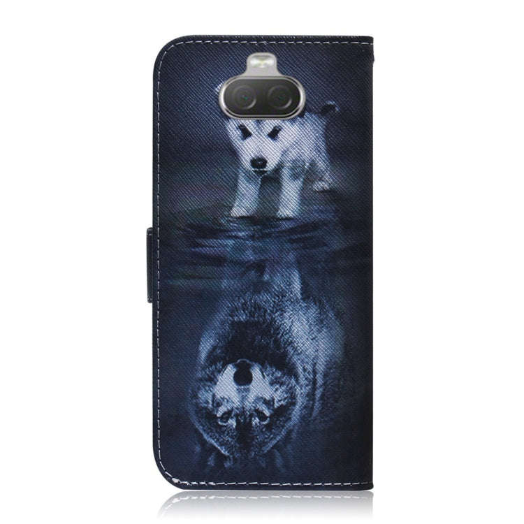 Wolf and Dog Pattern Coloured Drawing Horizontal Flip Leather Case for Sony Xperia 10, with Holde...