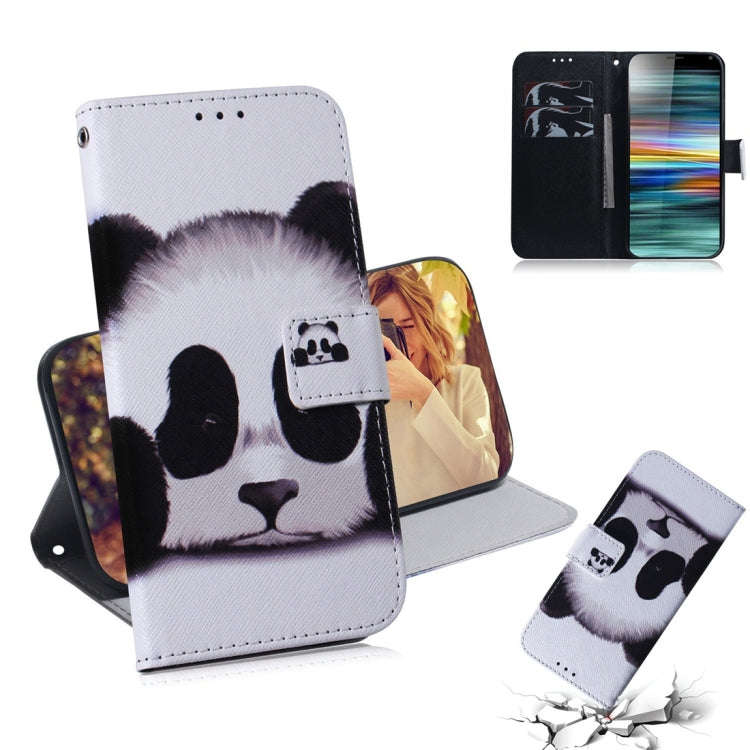 Panda Pattern Coloured Drawing Horizontal Flip Leather Case for Sony Xperia 10, with Holder & Car...