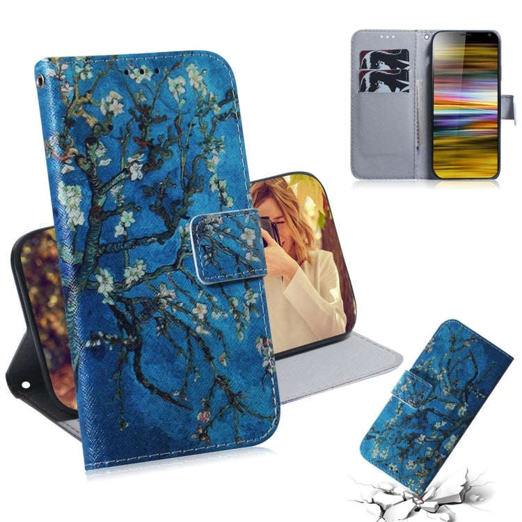 Apricot Flower Pattern Coloured Drawing Horizontal Flip Leather Case for Sony Xperia 10 Plus, wit...