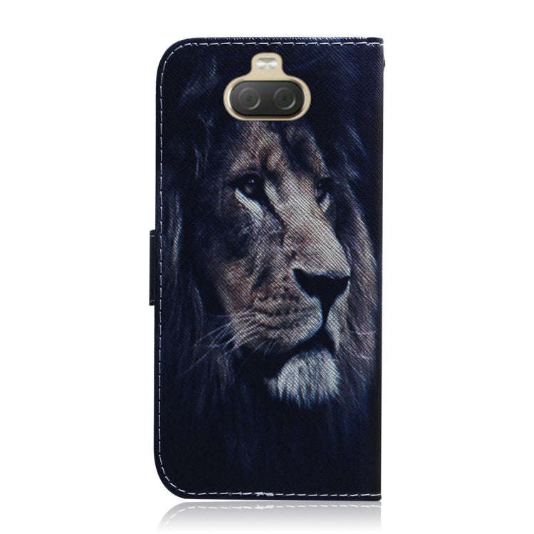 Lion Pattern Coloured Drawing Horizontal Flip Leather Case for Sony Xperia 10 Plus, with Holder &...