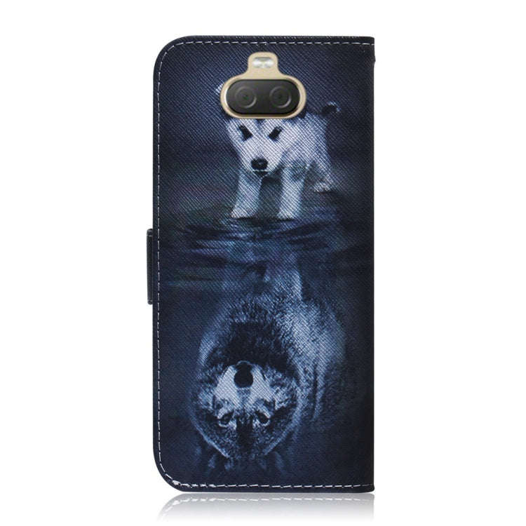 Wolf and Dog Pattern Coloured Drawing Horizontal Flip Leather Case for Sony Xperia 10 Plus, with ...