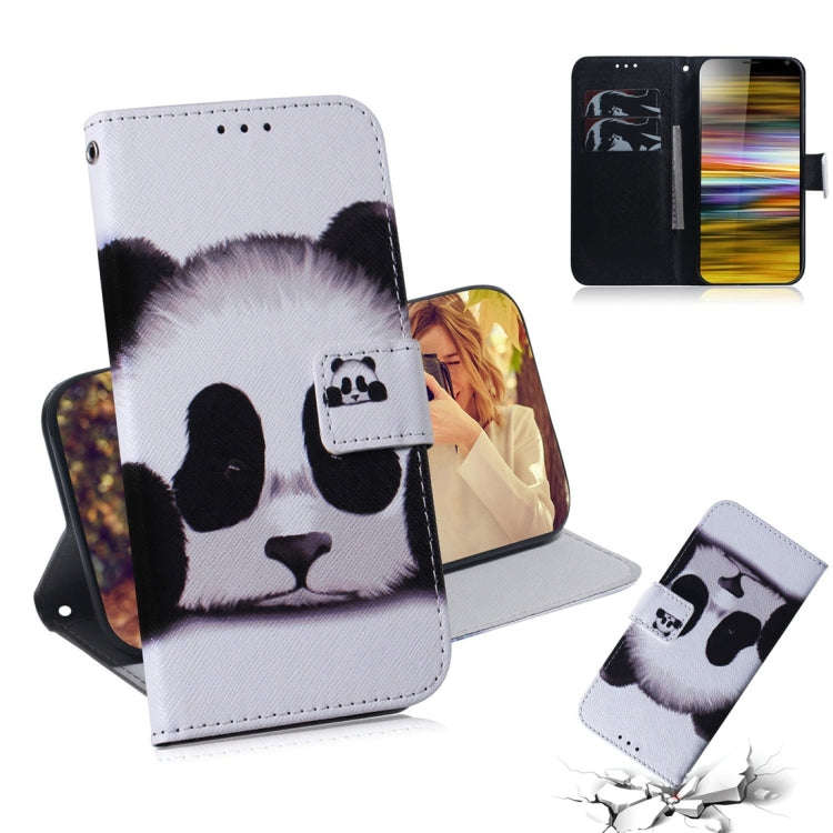 Panda Pattern Coloured Drawing Horizontal Flip Leather Case for Sony Xperia 10 Plus, with Holder ...