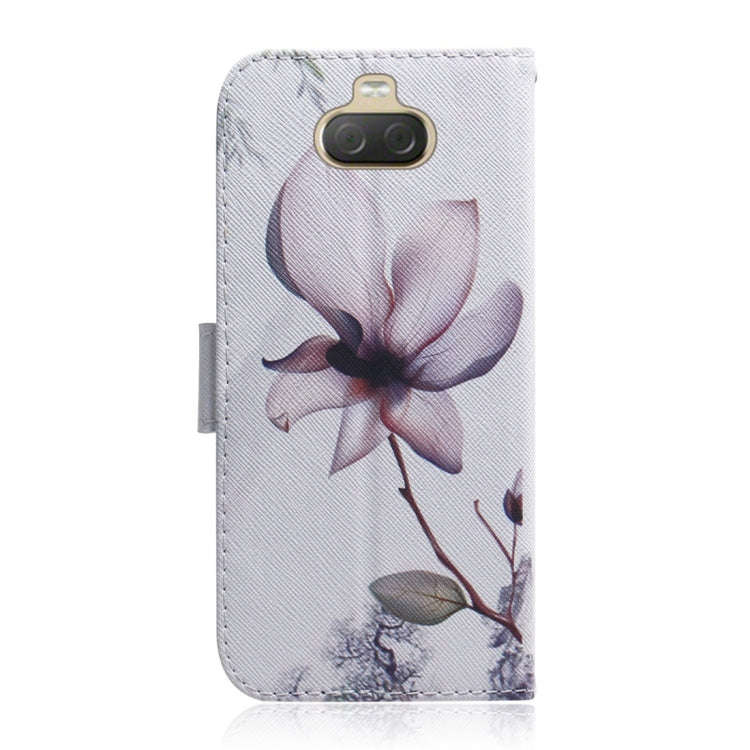 Magnolia Flower Pattern Coloured Drawing Horizontal Flip Leather Case for Sony Xperia 10 Plus, wi...