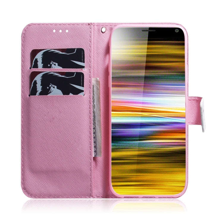 Magnolia Flower Pattern Coloured Drawing Horizontal Flip Leather Case for Sony Xperia 10 Plus, wi...