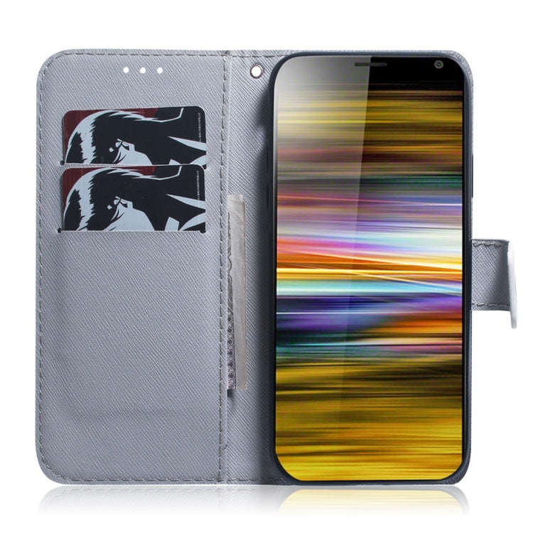 White Wolf Pattern Coloured Drawing Horizontal Flip Leather Case for Sony Xperia 10 Plus, with Ho...