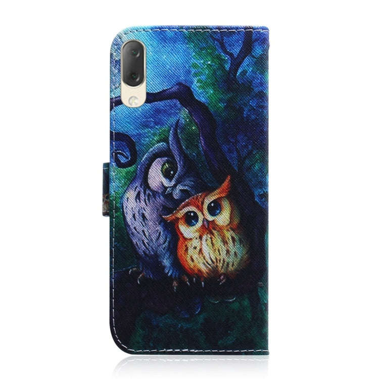 Oil Painting Owl Pattern Coloured Drawing Horizontal Flip Leather Case for Sony Xperia L3, with H...