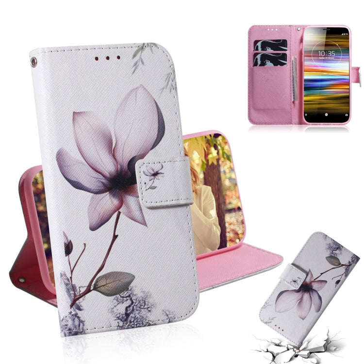 Magnolia Flower Pattern Coloured Drawing Horizontal Flip Leather Case for Sony Xperia L3, with Ho...