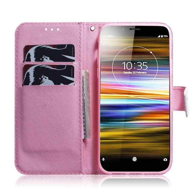 Magnolia Flower Pattern Coloured Drawing Horizontal Flip Leather Case for Sony Xperia L3, with Ho...