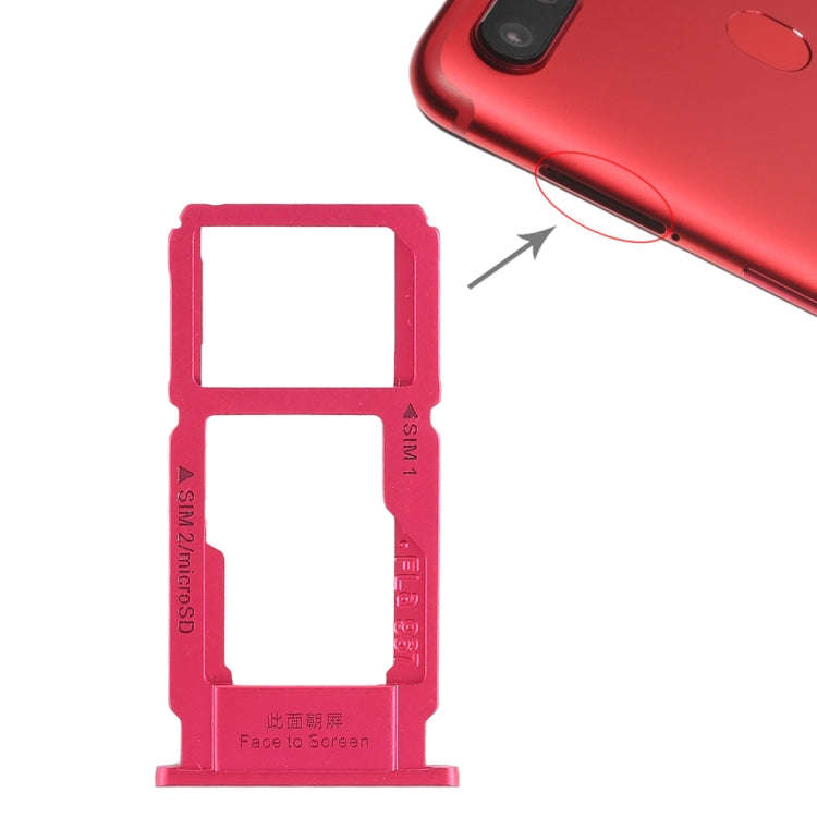 For OPPO R11s SIM Card Tray + SIM Card Tray / Micro SD Card Tray (Red)