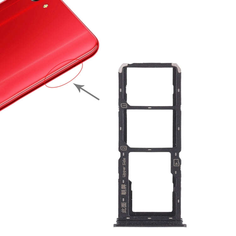 For Vivo Y83 2 x SIM Card Tray + Micro SD Card Tray (Black)