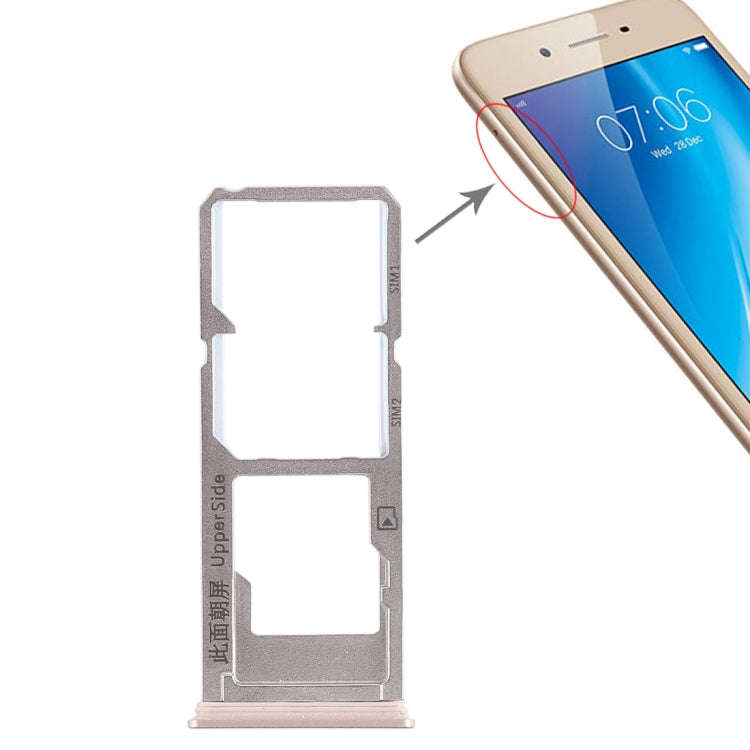 For Vivo Y53 2 x SIM Card Tray + Micro SD Card Tray (Gold)