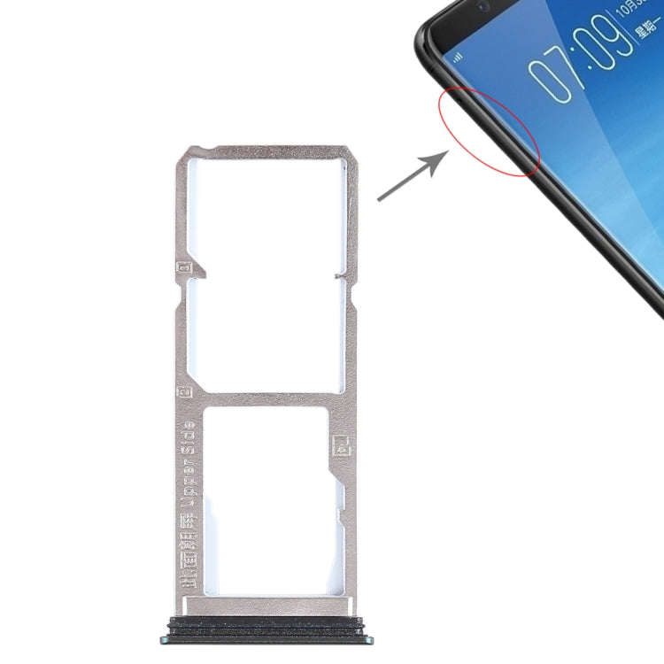 For Vivo Y75 2 x SIM Card Tray + Micro SD Card Tray (Black)