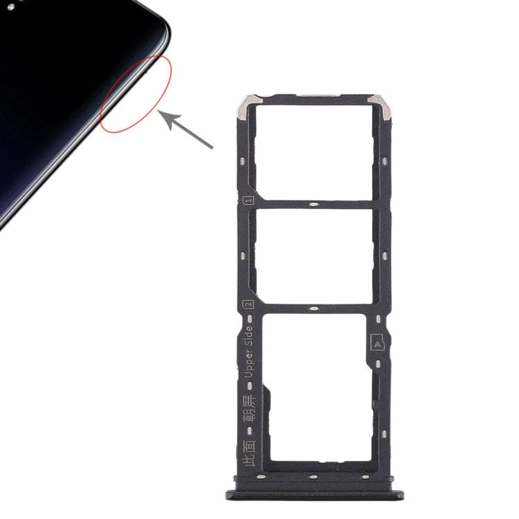 For Vivo Y97 2 x SIM Card Tray + Micro SD Card Tray (Black)