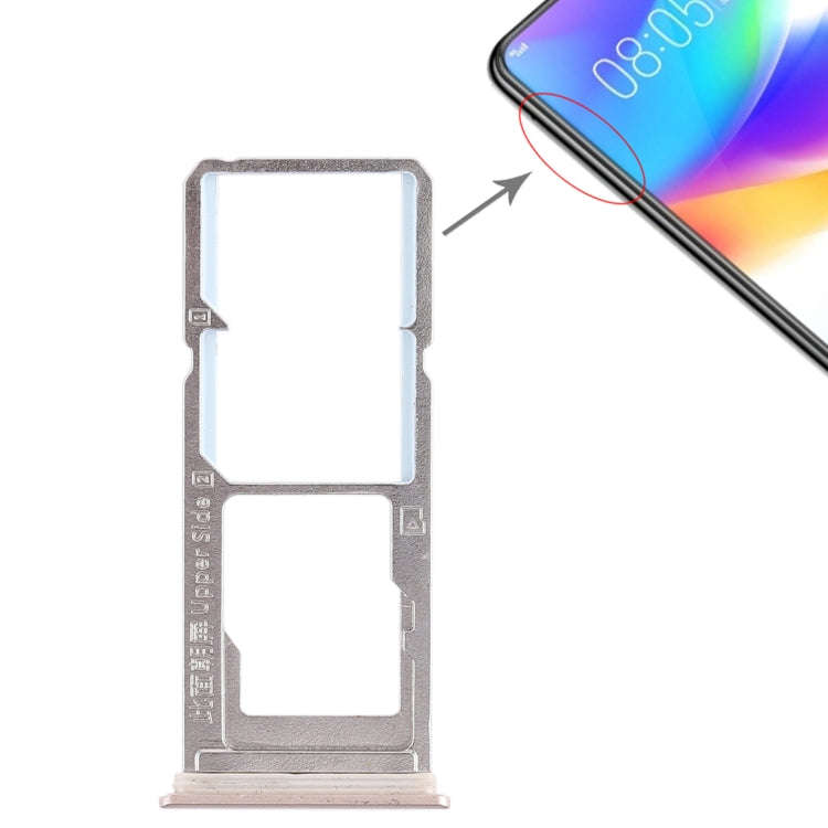 For Vivo Y85 / Z1 / Z1i / V9 Youth / V9 2 x SIM Card Tray + Micro SD Card Tray (Gold)
