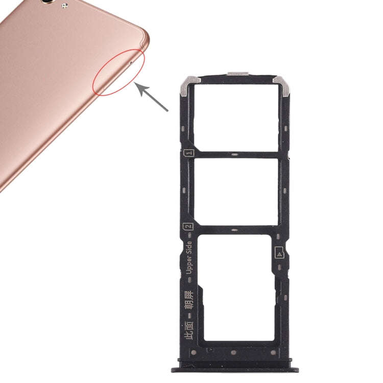 For Vivo Y71 2 x SIM Card Tray + Micro SD Card Tray (Black)