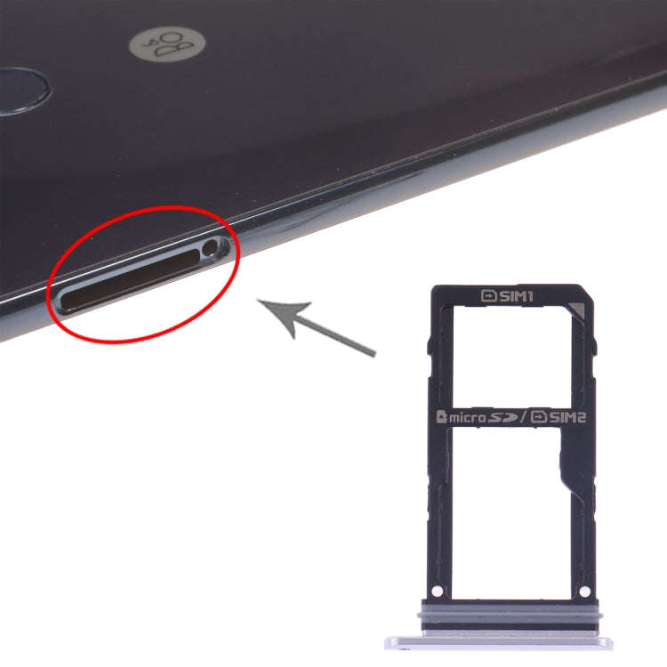SIM Card Tray + SIM Card Tray / Micro SD Card Tray for LG V30 VS996 LS998U H933 LS998U (Silver)