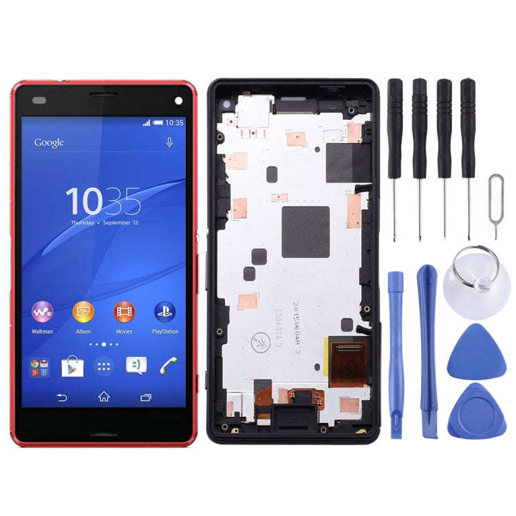 OEM LCD Screen for Sony Xperia Z3 Mini Compact Digitizer Full Assembly with Frame(Red)