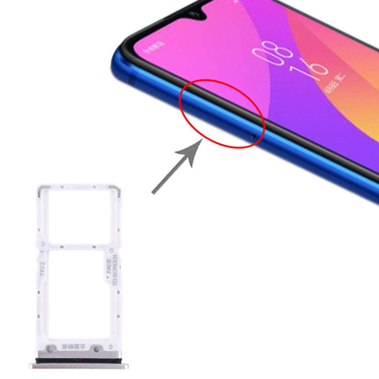 SIM Card Tray + SIM Card Tray / Micro SD Card Tray for Xiaomi Mi CC9 (Silver)