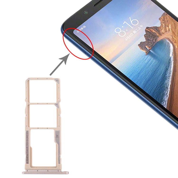 SIM Card Tray + SIM Card Tray + Micro SD Card Tray for Xiaomi Redmi 7A (Gold)