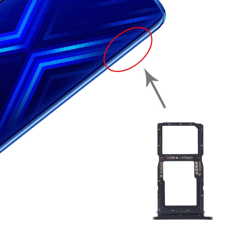 SIM Card Tray + SIM Card Tray / Micro SD Card Tray for Huawei Honor 9X / Honor 9X Pro(Black)