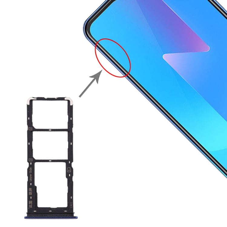 For Vivo U3x / U10 SIM Card Tray + SIM Card Tray + Micro SD Card Tray (Blue)