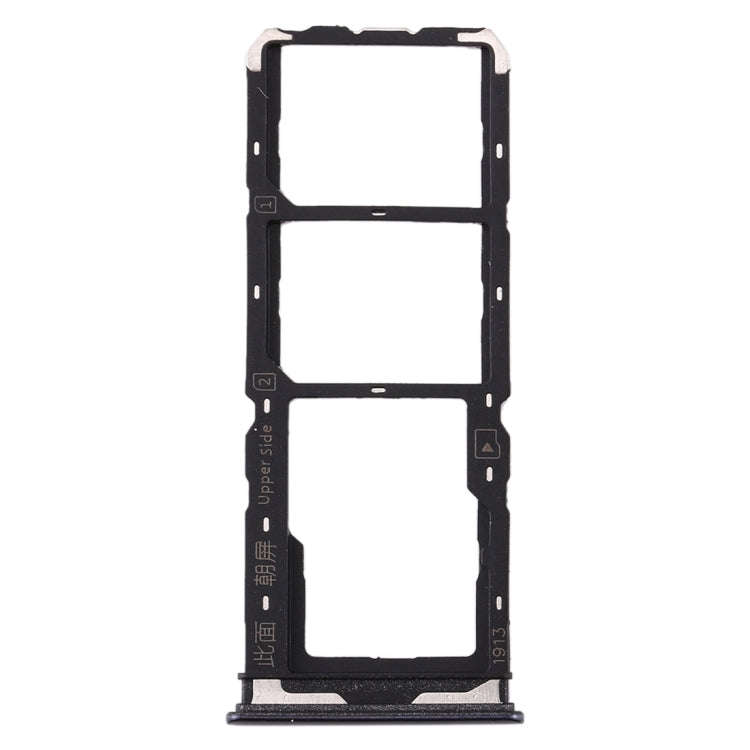 For Vivo Y7s SIM Card Tray + SIM Card Tray + Micro SD Card Tray (Black)