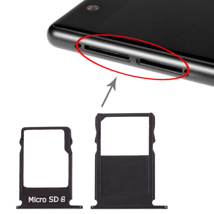 SIM Card Tray + Micro SD Card Tray for Nokia  3 TA-1020 TA-1028 TA-1032 TA-1038(Black)