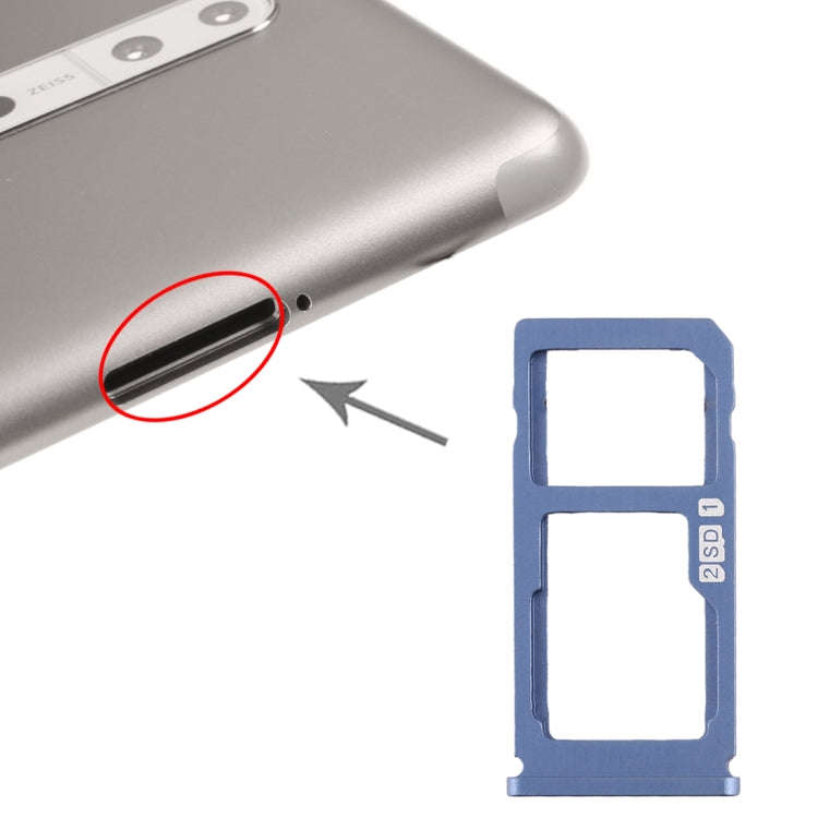 SIM Card Tray + SIM Card Tray / Micro SD Card Tray for Nokia 8 / N8 TA-1012 TA-1004 TA-1052 (Blue)