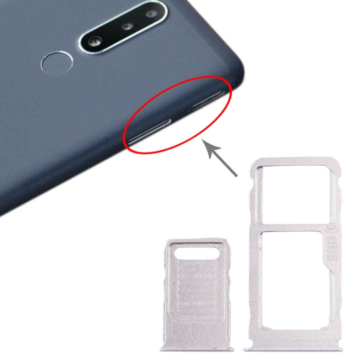 SIM Card Tray + SIM Card Tray + Micro SD Card Tray for Nokia 3.1 Plus (White)