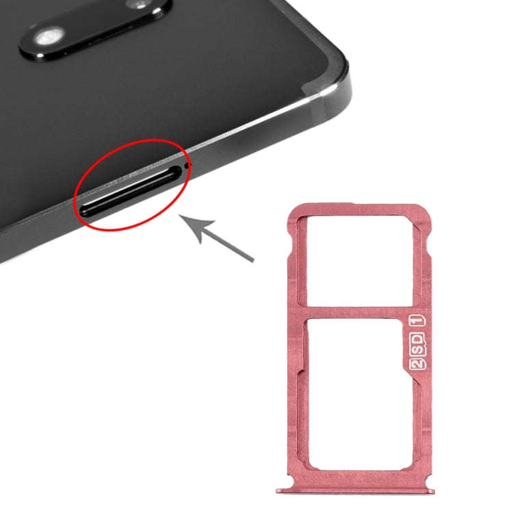SIM Card Tray + SIM Card Tray / Micro SD Card Tray for Nokia 7 Plus TA-1062 (Purplish Red)