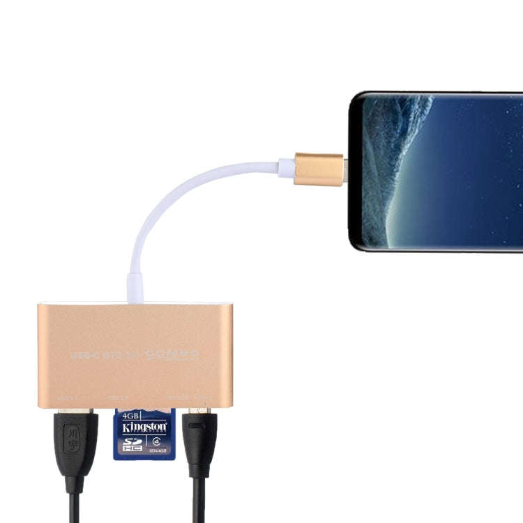 5 in 1 Micro SD + SD + USB 3.0 + USB 2.0 + Micro USB Port to USB-C / Type-C OTG COMBO Adapter Car...
