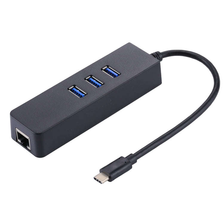 USB-C / Type-C to 3 USB 3.0 Ports HUB + RJ45 High Speed Gigabit Ethernet Adapter Multi-function L...
