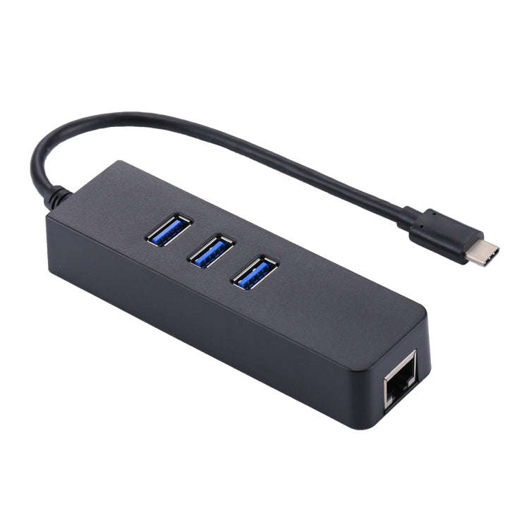 USB-C / Type-C to 3 USB 3.0 Ports HUB + RJ45 High Speed Gigabit Ethernet Adapter Multi-function L...
