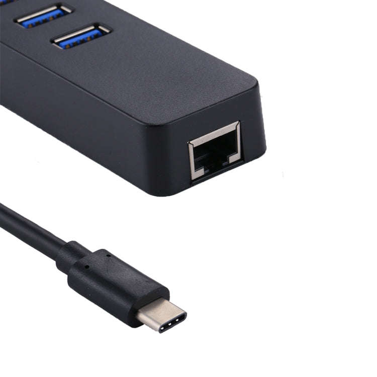 USB-C / Type-C to 3 USB 3.0 Ports HUB + RJ45 High Speed Gigabit Ethernet Adapter Multi-function L...