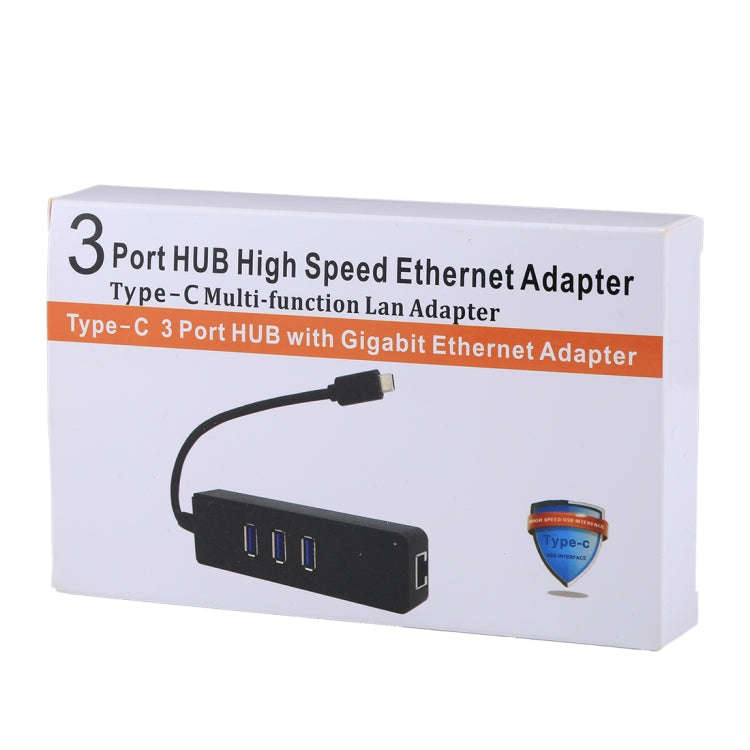 USB-C / Type-C to 3 USB 3.0 Ports HUB + RJ45 High Speed Gigabit Ethernet Adapter Multi-function L...
