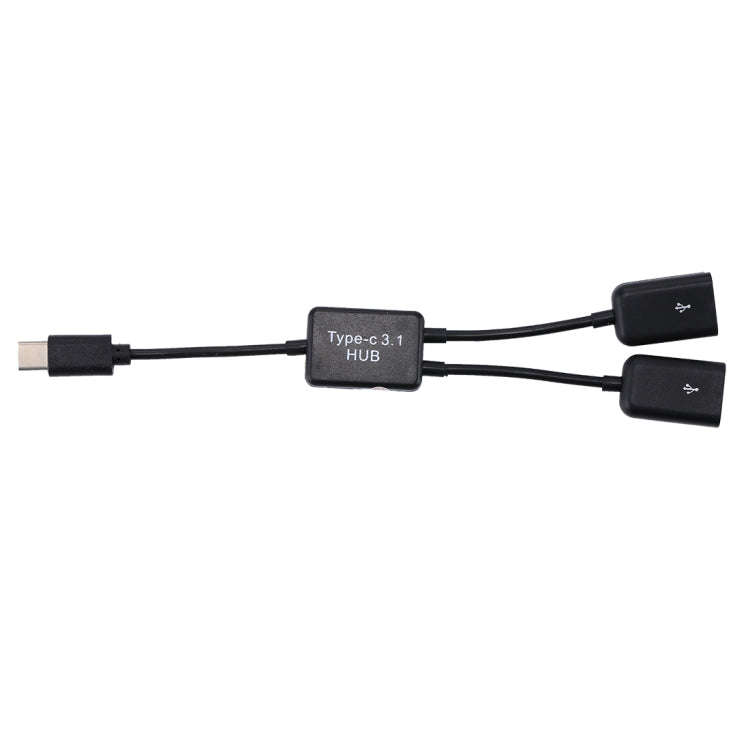 Portable USB-C / Type-C Male to Dual USB Ports Female HUB Adapter for Macbook, PC, Laptop, Tablet...