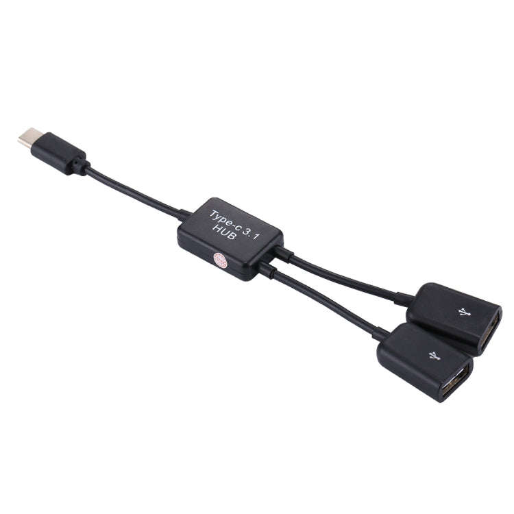 Portable USB-C / Type-C Male to Dual USB Ports Female HUB Adapter for Macbook, PC, Laptop, Tablet...