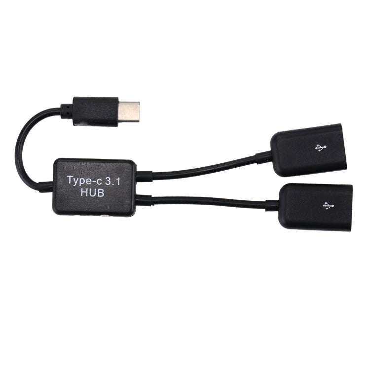 Portable USB-C / Type-C Male to Dual USB Ports Female HUB Adapter for Macbook, PC, Laptop, Tablet...