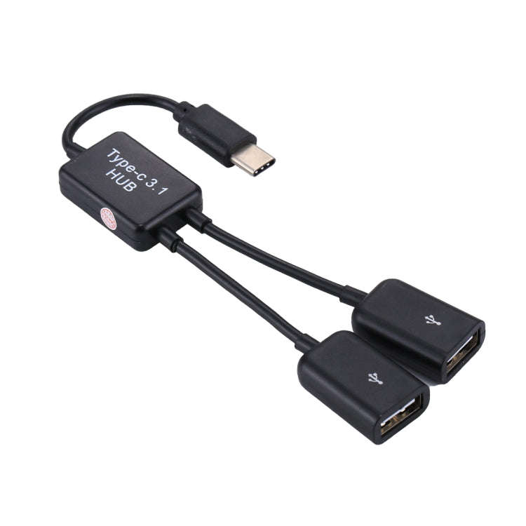 Portable USB-C / Type-C Male to Dual USB Ports Female HUB Adapter for Macbook, PC, Laptop, Tablet...
