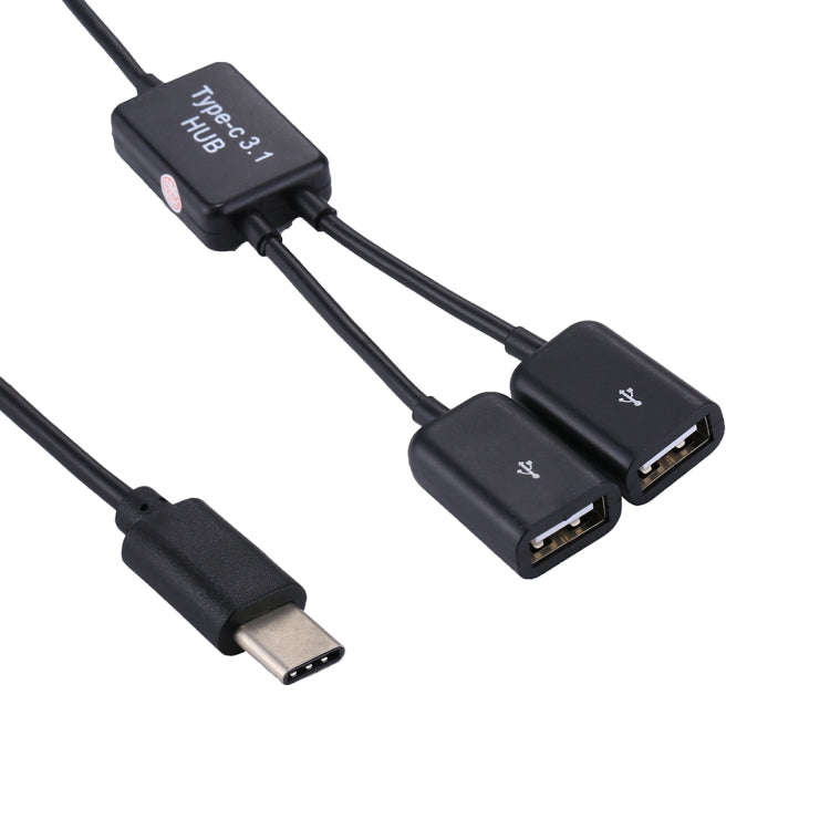 Portable USB-C / Type-C Male to Dual USB Ports Female HUB Adapter for Macbook, PC, Laptop, Tablet...