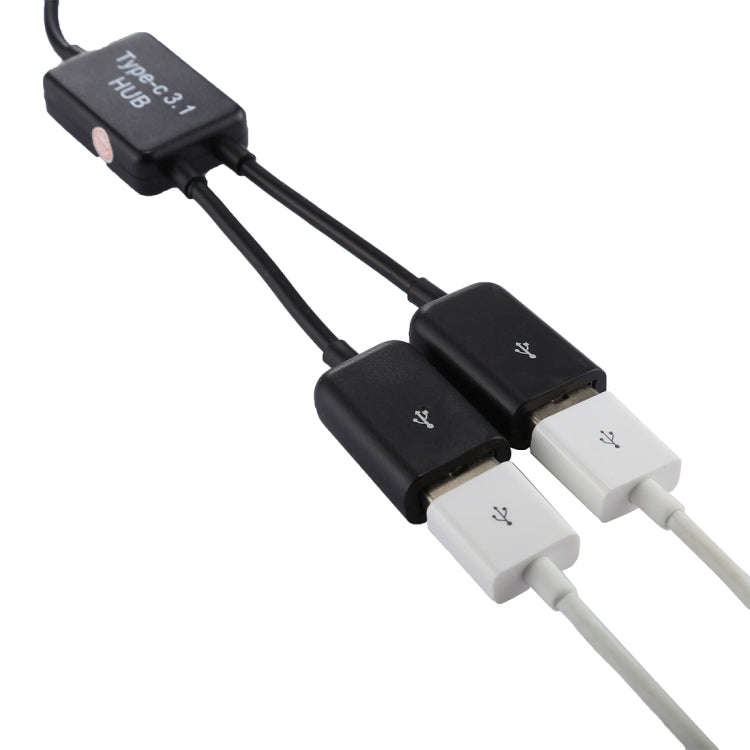 Portable USB-C / Type-C Male to Dual USB Ports Female HUB Adapter for Macbook, PC, Laptop, Tablet...