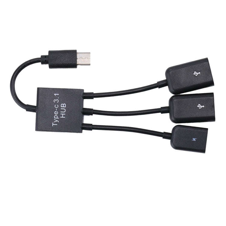 Portable USB-C / Type-C Male to Dual USB Ports Female + Micro USB Female Mini Cable Hub Splitter ...