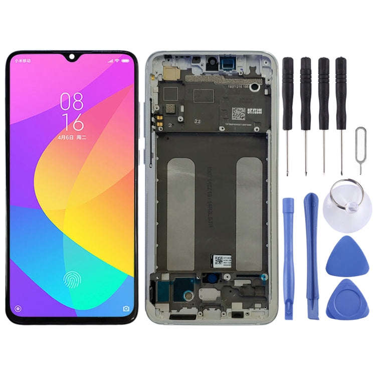 Original LCD Screen for Xiaomi Mi CC9 Digitizer Full Assembly with Frame(Silver)