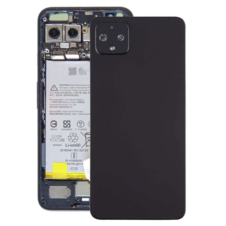 Battery Back Cover with Camera Lens Cover for Google Pixel 4(Black)