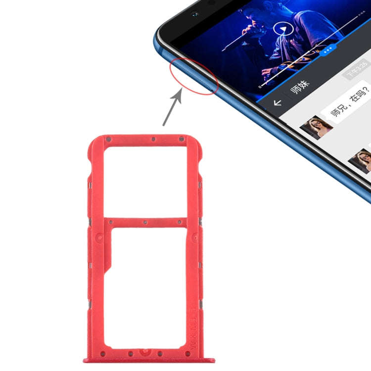 SIM Card Tray + SIM Card Tray / Micro SD Card Tray for Huawei Honor Play 7X (Red)